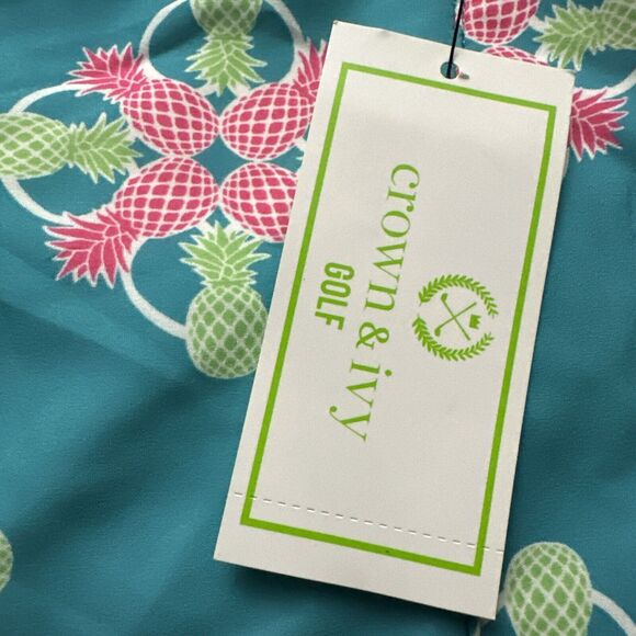 Crown & Ivy Golf Skort Skirt sz 10 Turquoise Pineapple Pocket Built In Short New - Picture 4 of 9